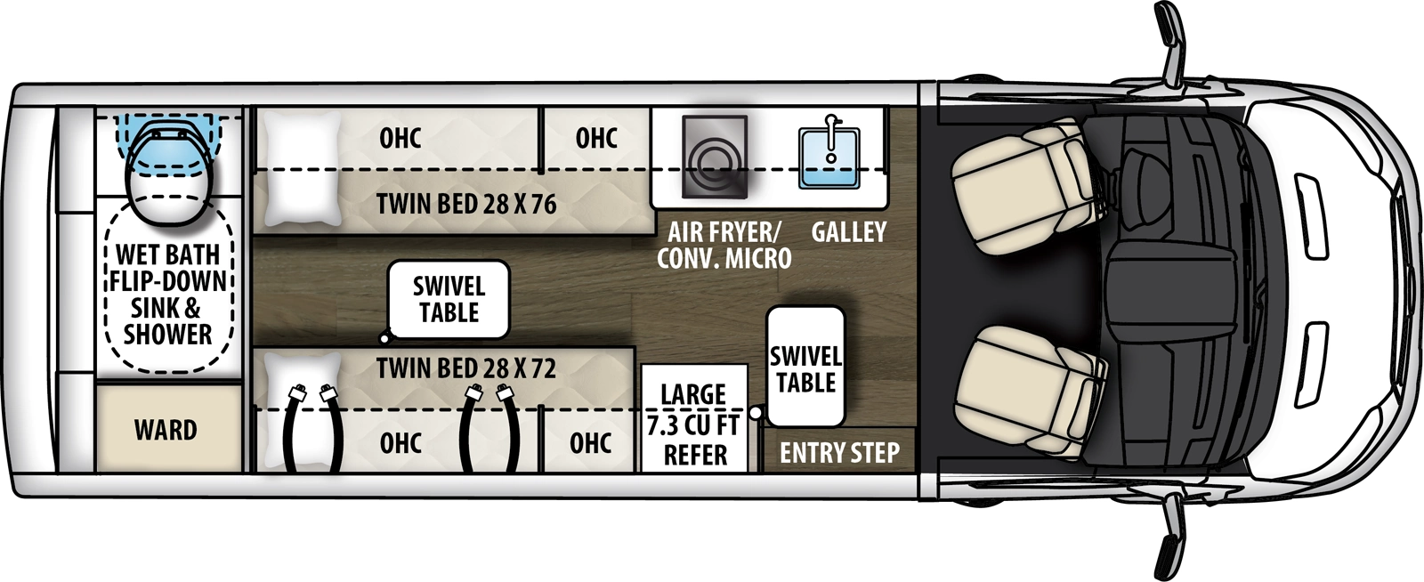The Beyond 22RBBC floorplan has one entry and zero slide outs. Exterior features include: 13'1" awning. Interiors features include: rear bathroom.